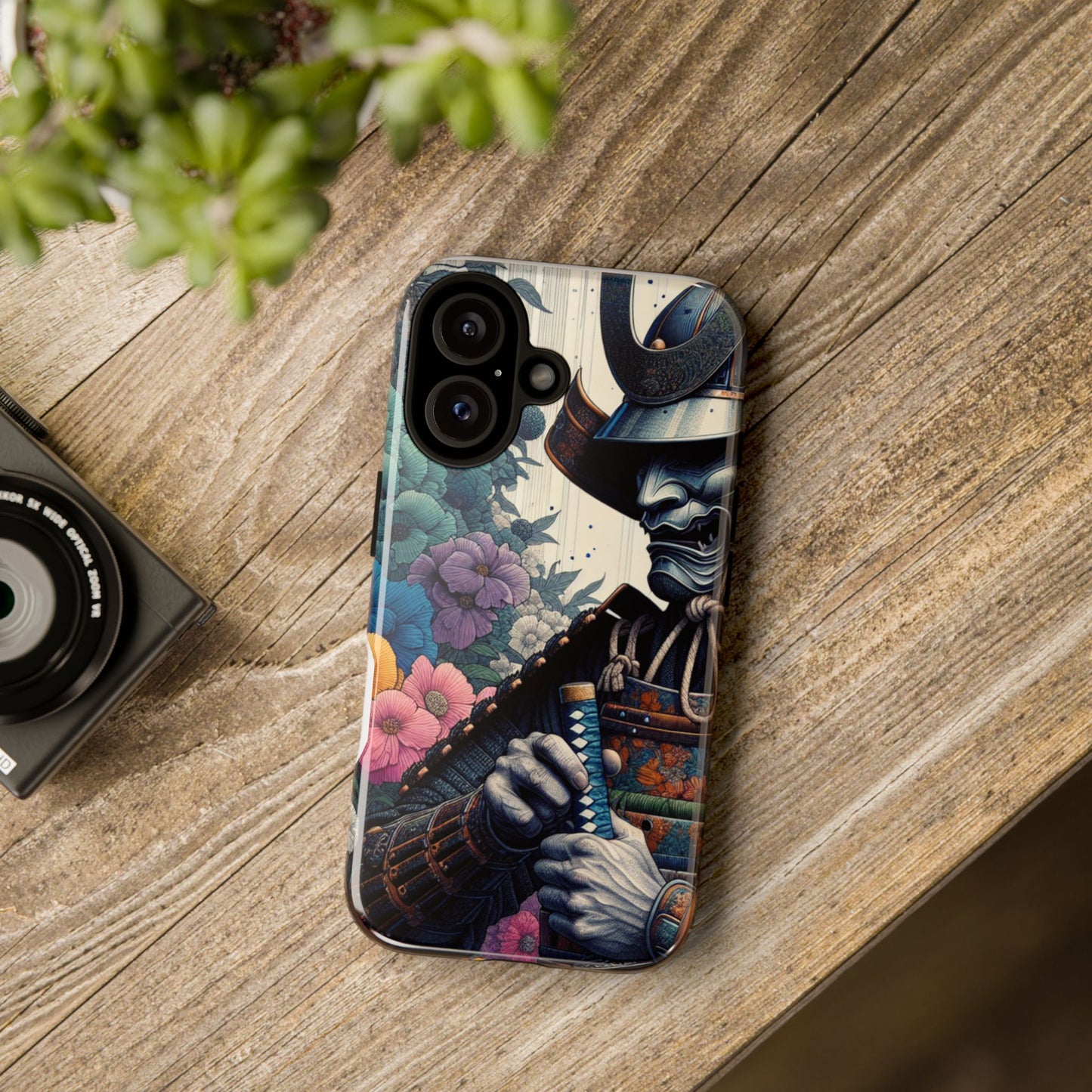 Samurai Floral Phone Case: Tough & Stylish Protection, Gifts for Warriors, Phone Accessories, Unique Designs, Art for Tech Lovers