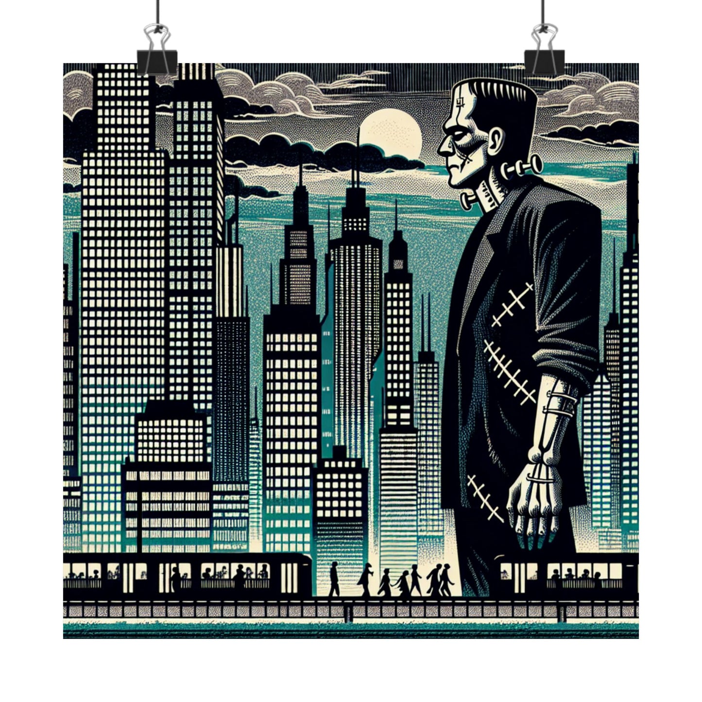 Urban Monster Art Print, Matte Vertical Posters, Halloween Decor, Gothic Wall Art, Unique Home Decor, Gift for Horror Fans