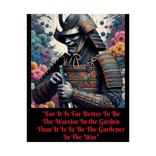 Samurai Warrior Poster, Inspirational Wall Art, Motivational Home Decor, Japanese Aesthetic Print, Garden and War Quote