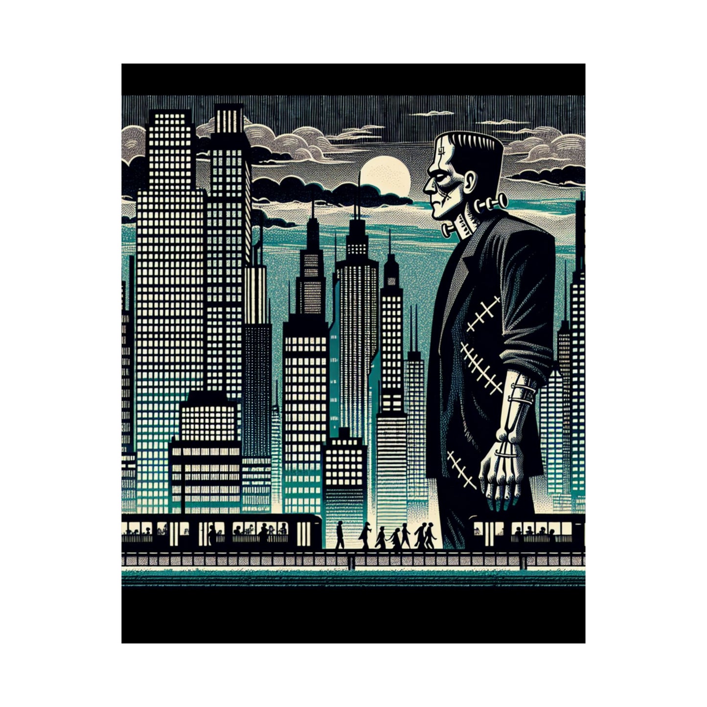 Urban Monster Art Print, Matte Vertical Posters, Halloween Decor, Gothic Wall Art, Unique Home Decor, Gift for Horror Fans