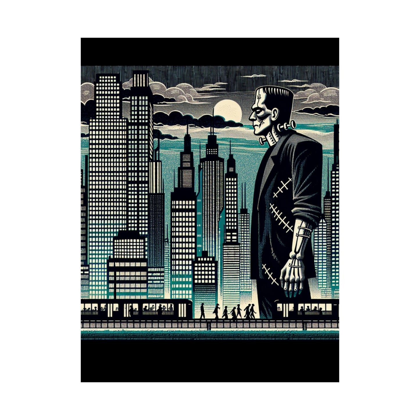 Urban Monster Art Print, Matte Vertical Posters, Halloween Decor, Gothic Wall Art, Unique Home Decor, Gift for Horror Fans