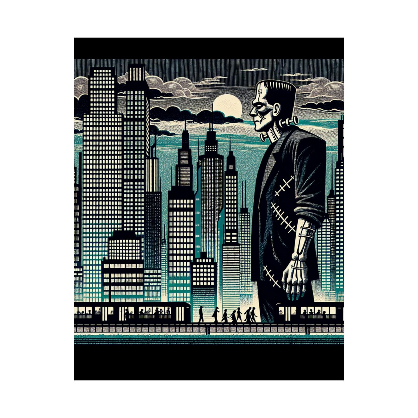 Urban Monster Art Print, Matte Vertical Posters, Halloween Decor, Gothic Wall Art, Unique Home Decor, Gift for Horror Fans