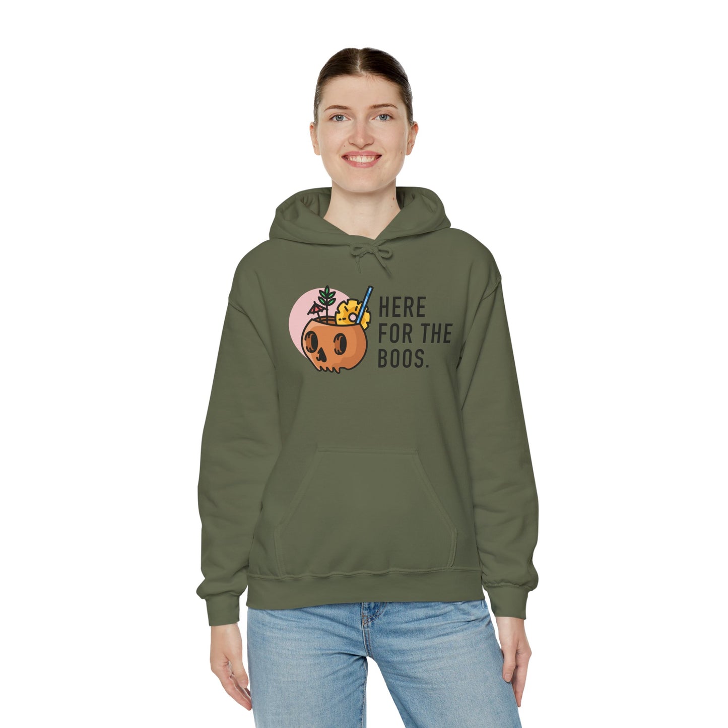 Halloween Skull Hoodie, Cozy Sweatshirt for Fall, Here for the Boos, Unisex Sweatshirt, Perfect for Halloween, Gift for Spooky Season