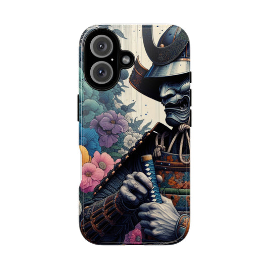 Samurai Floral Phone Case: Tough & Stylish Protection, Gifts for Warriors, Phone Accessories, Unique Designs, Art for Tech Lovers