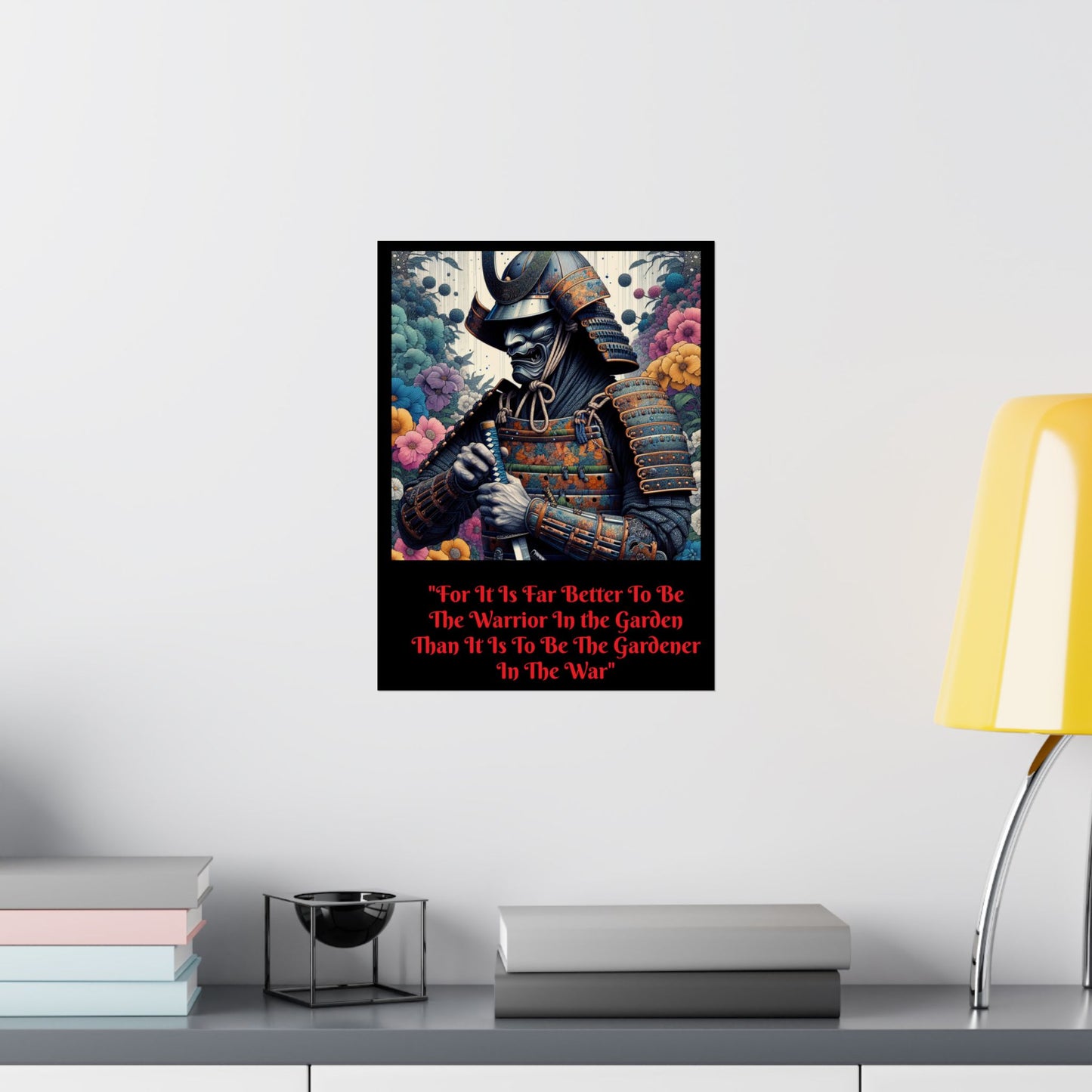 Samurai Warrior Poster, Inspirational Wall Art, Motivational Home Decor, Japanese Aesthetic Print, Garden and War Quote